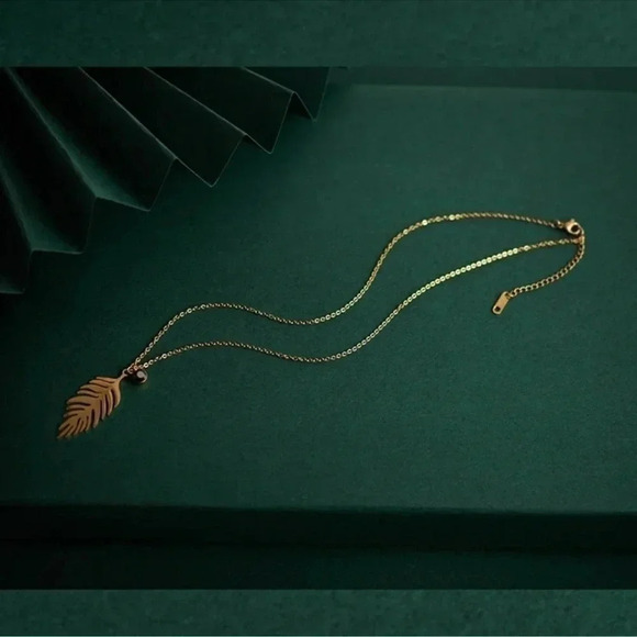 Palm Leaf Necklace Summer Beach Gold Boho 18k Gold - Picture 8 of 11